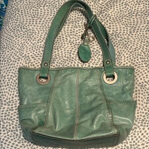 Teal Fossil Leather Bag